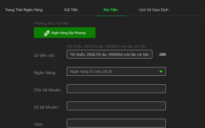 Rút tiền Xóc đĩa JBO